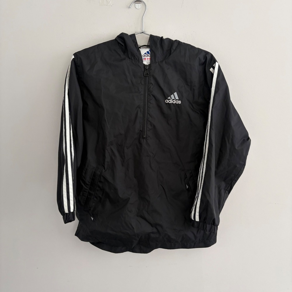 Adidas Vintage 90s Half Zip Windbreaker Jacket Black Mens Medium